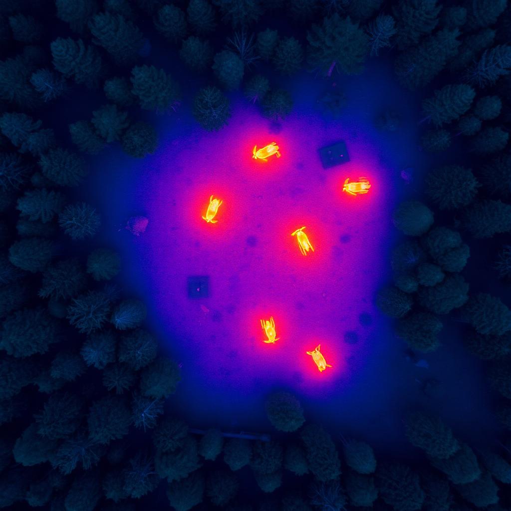 Thermal signature of deer viewed from drone
